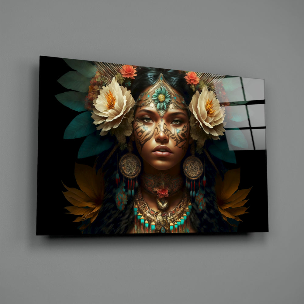 Tribal-portrait panel bringing monumental grace to a contemporary living room