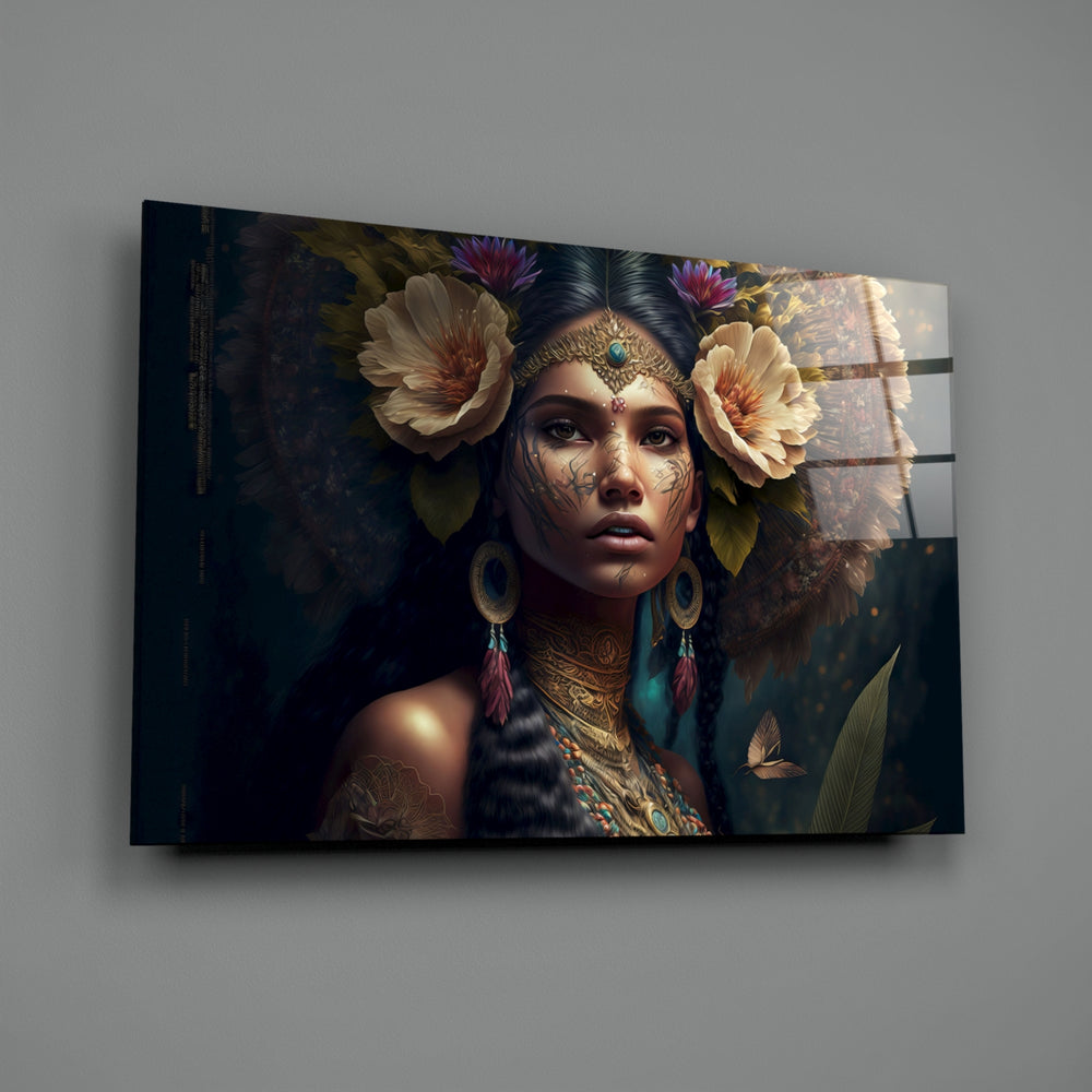 Tribal-portrait panel bringing meditative grace to a contemporary living room