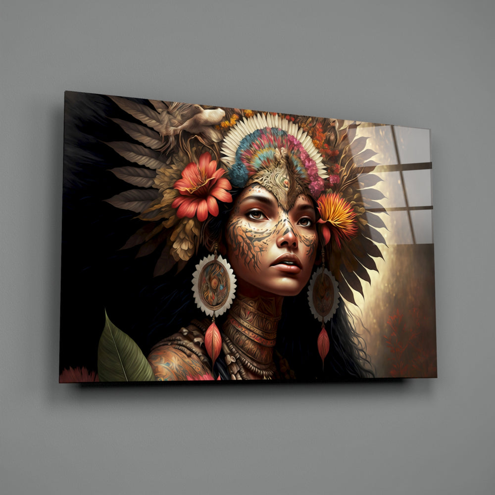 Tribal-portrait panel bringing meditative grace to a contemporary living room