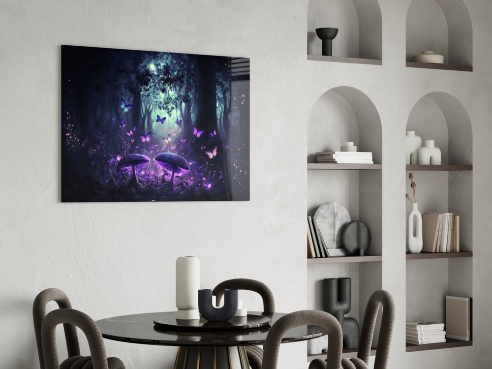 Mushrooms' Love panel adding editorial grace to a living room