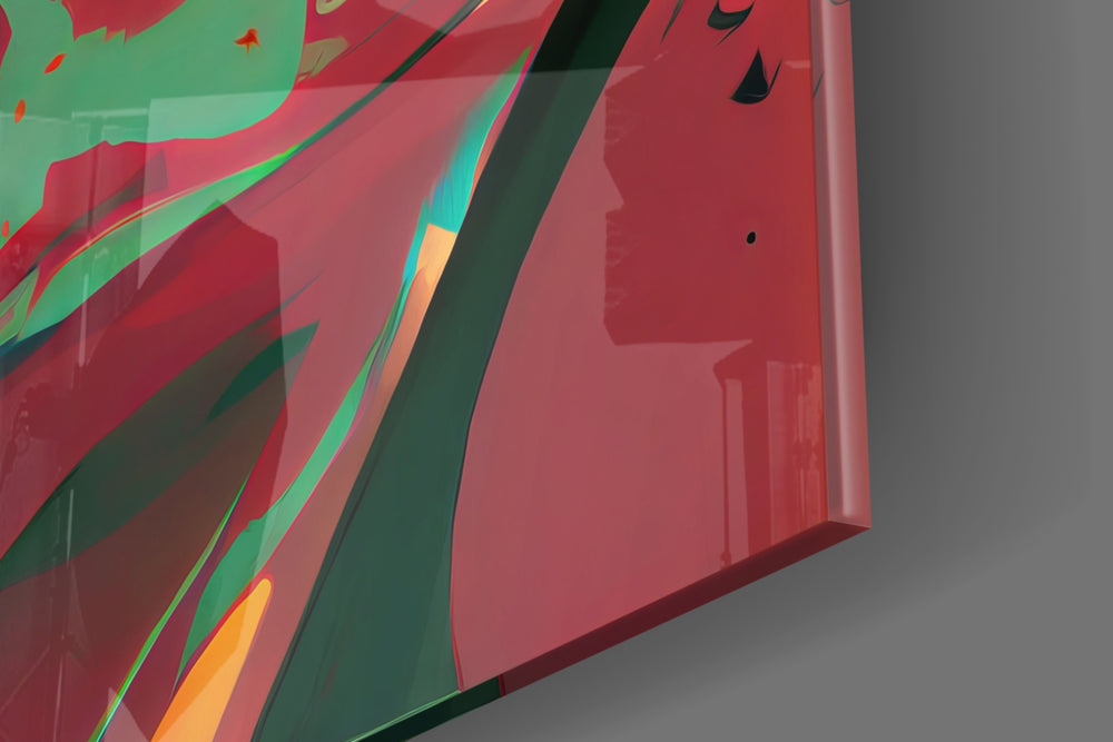 Schuh Glance artwork anchoring a wall with warm dramatic palette