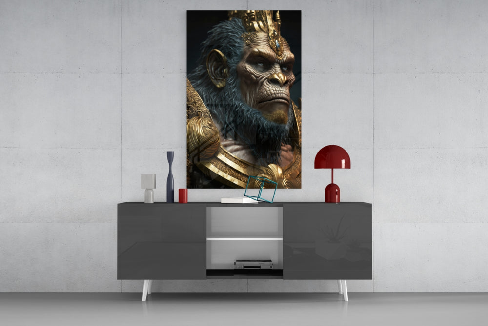Ape King panel catching window light to reveal its imperial gravity