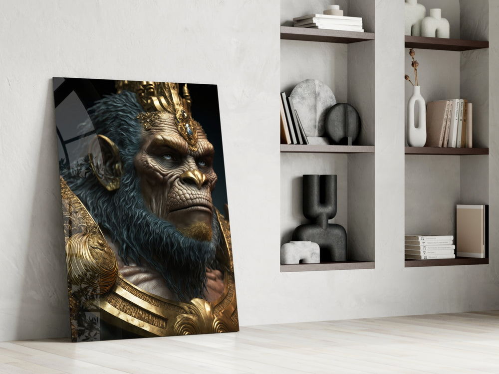 Ape King glass print enhancing a living room with cinematic mood