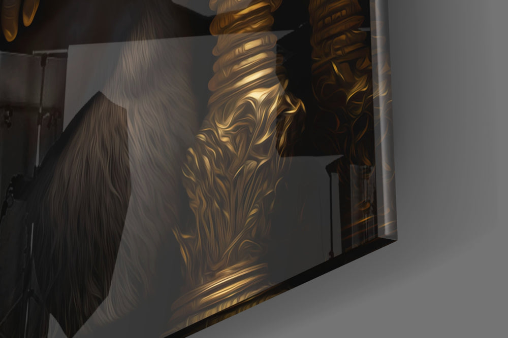Ape King in Throne artwork anchoring a wall with bold dramatic palette