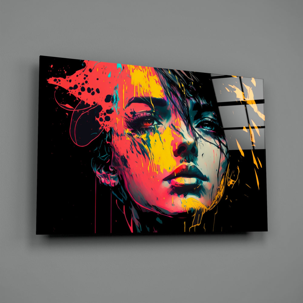 Pop-splatter panel bringing kinetic charge to a contemporary living room