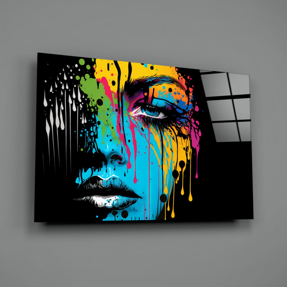 Pop-splatter panel bringing kinetic charge to a contemporary living room