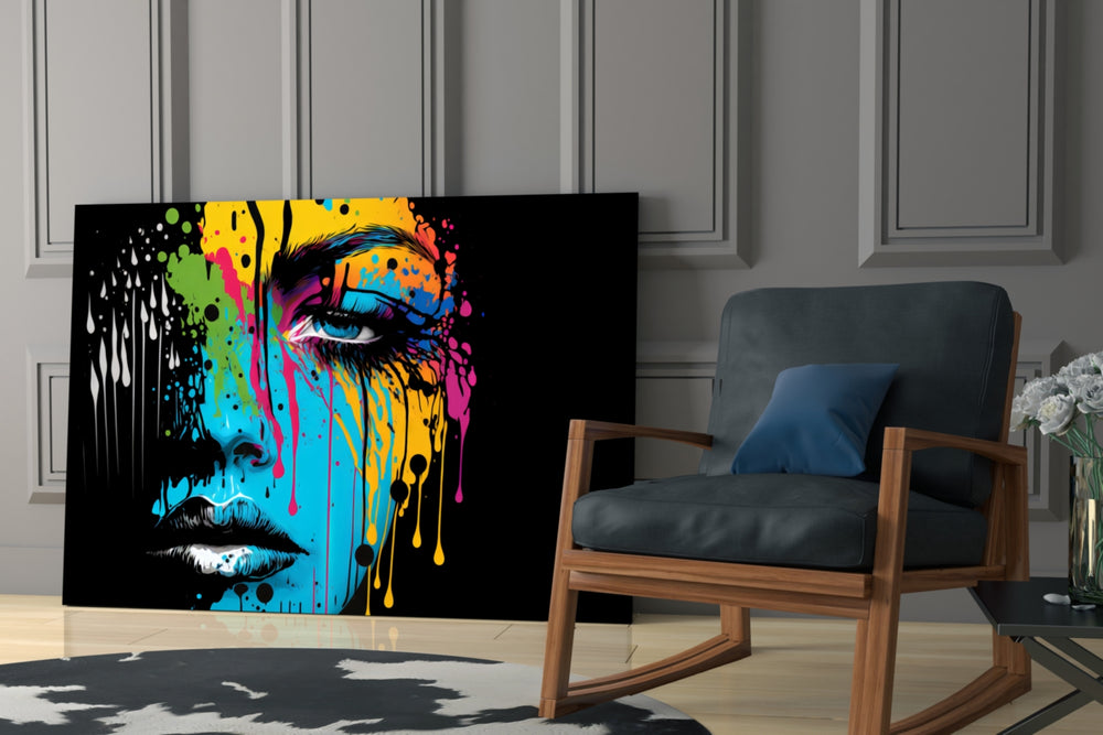 Melting Beauty glass print enhancing a man cave with cinematic mood