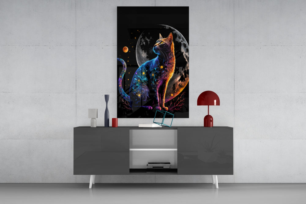 Moon Cat panel catching window light to reveal its kinetic wonder