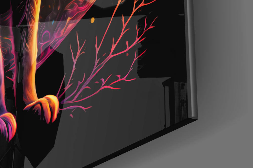 Moon Cat artwork anchoring a wall with bold dramatic palette