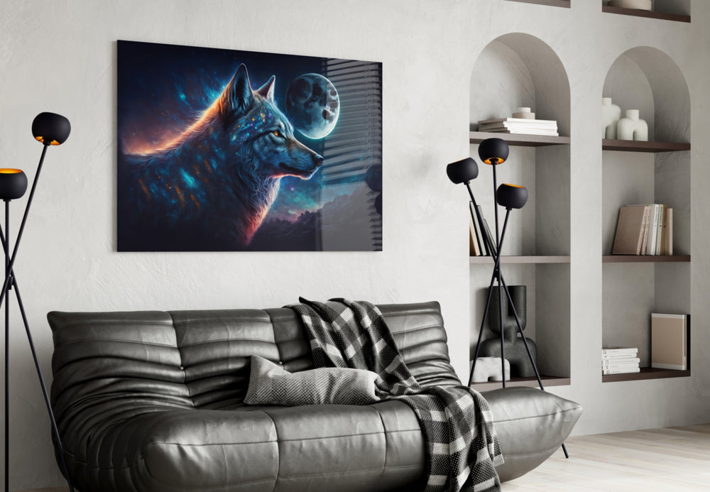 Sparkling Freedom glass wall art styled above a console in a hallway