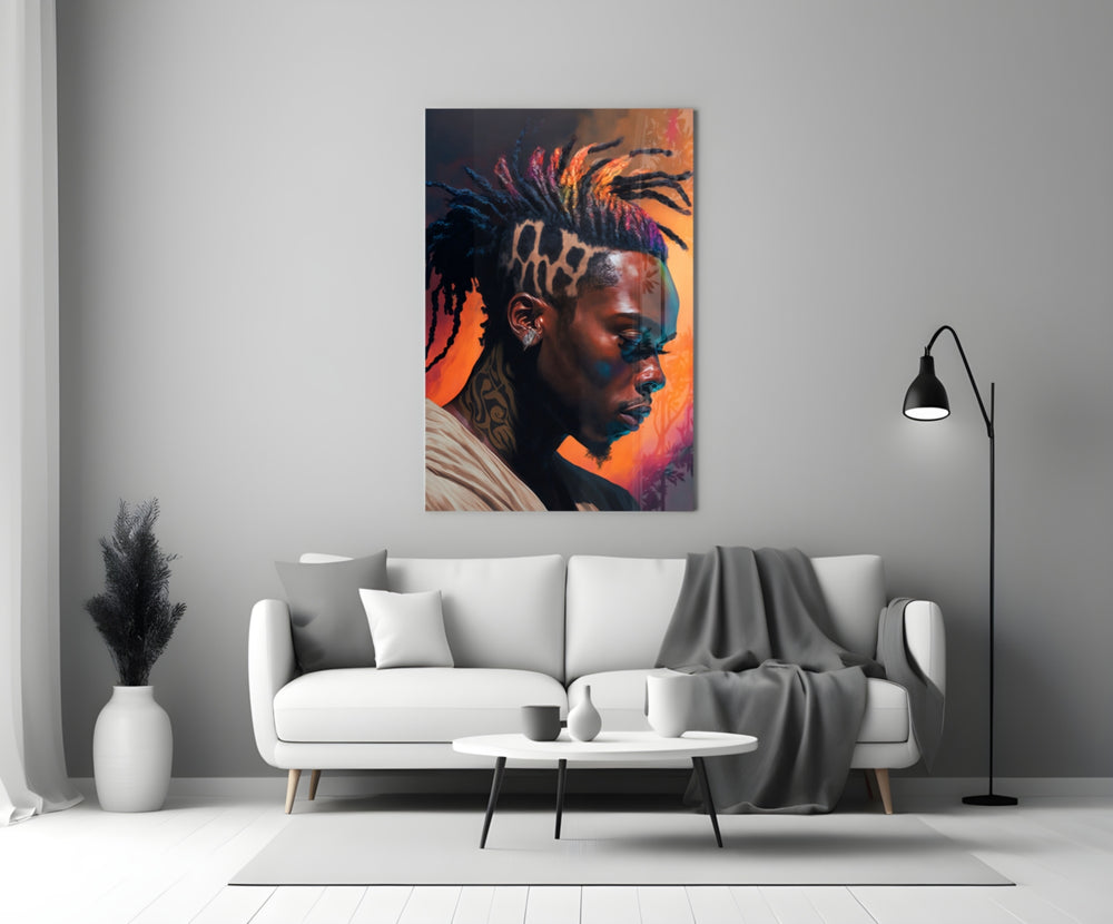 Roy Woods close-up showing profile portrait with rainbow-tipped dreadlock mohawk