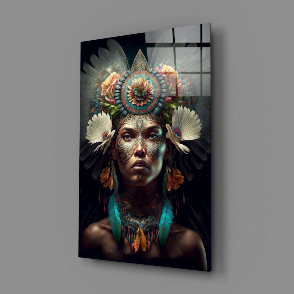 Tribal-portrait panel bringing monumental grace to a contemporary living room