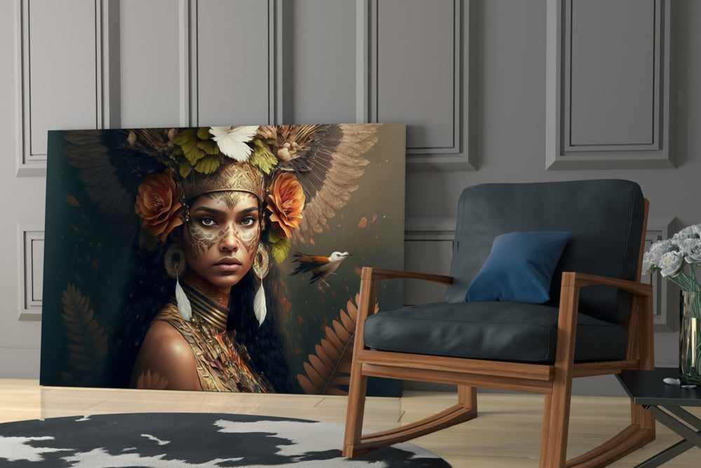 Princess of Flowers glass print enhancing a study with cinematic mood