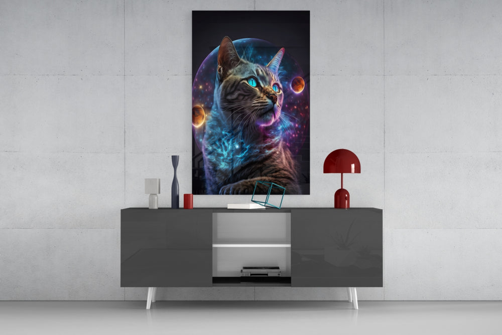 Moon Cat panel catching window light to reveal its kinetic wonder