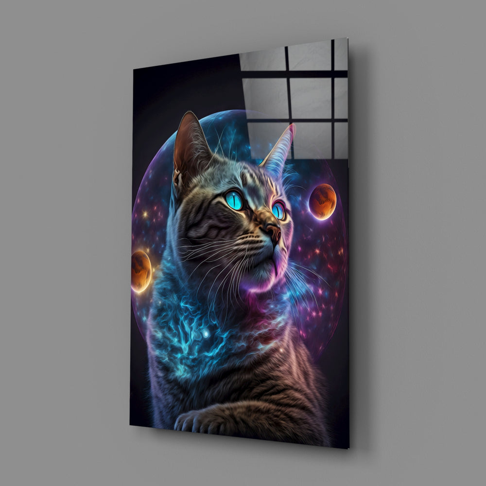 Cosmic-portrait panel bringing kinetic wonder to a contemporary bedroom