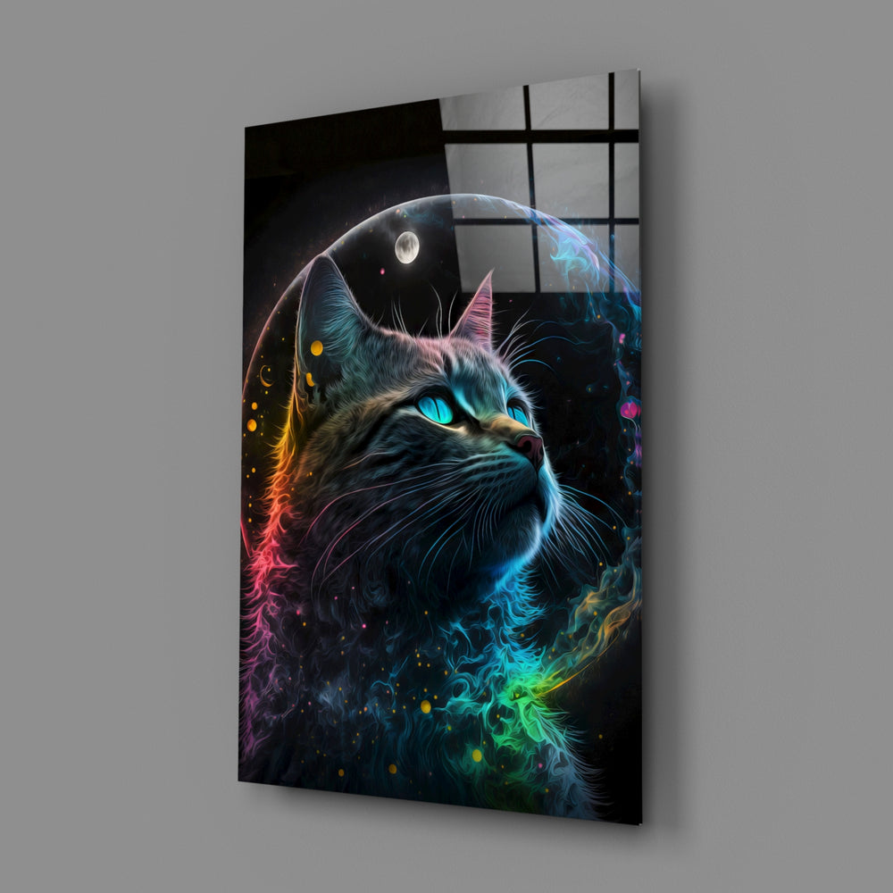 Cosmic-portrait panel bringing kinetic wonder to a contemporary bedroom