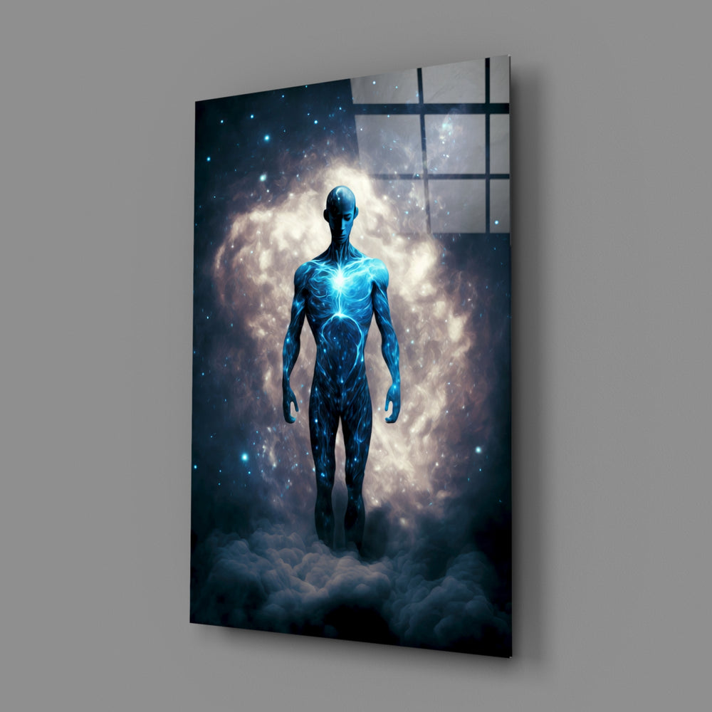 Cosmic-figurative panel bringing meditative wonder to a contemporary living room