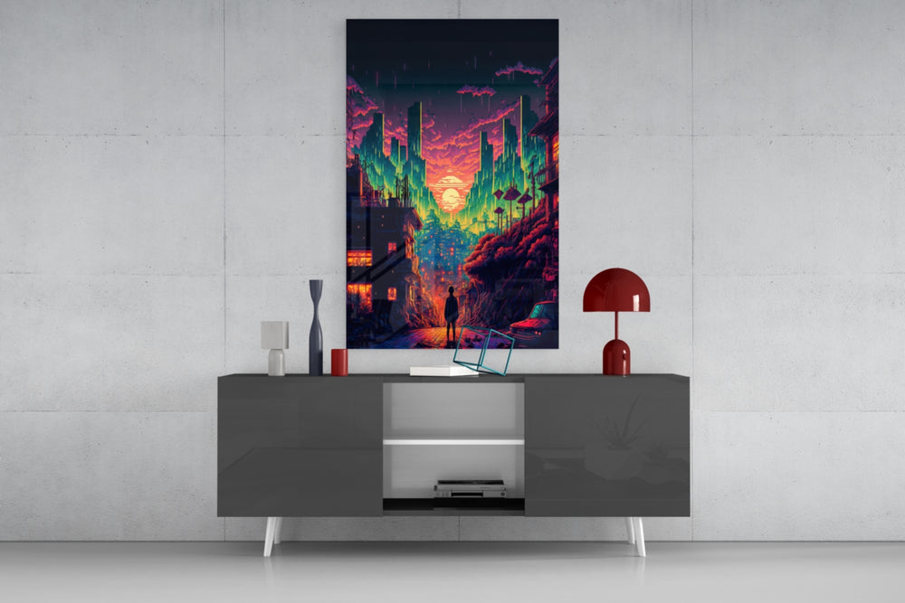 Walk to the New Life panel catching screen glow to reveal its electric melancholy