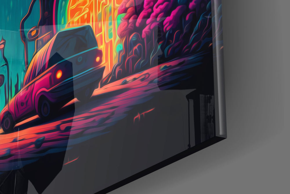Dream of a New Life artwork anchoring a wall with bold vibrant palette