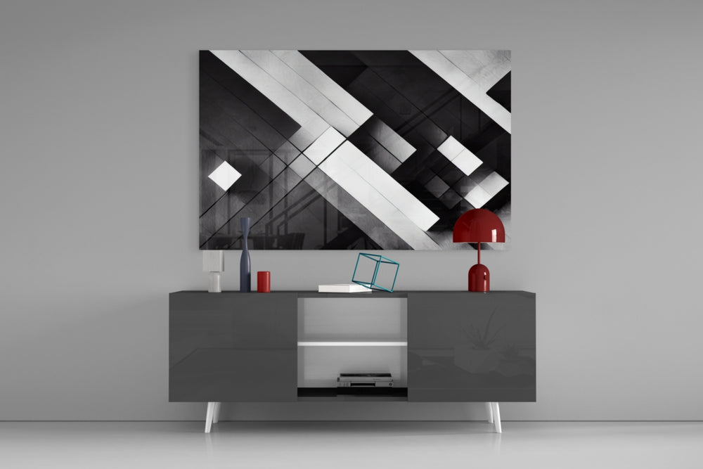 Cubic panel catching window light to reveal its modernist clarity