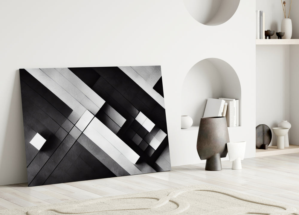 Cubic close-up showing stark white blocks crossing black voids