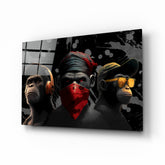 3 Wise Monkeys Glass Wall Art  || Designer Collection | Insigne Art Design.