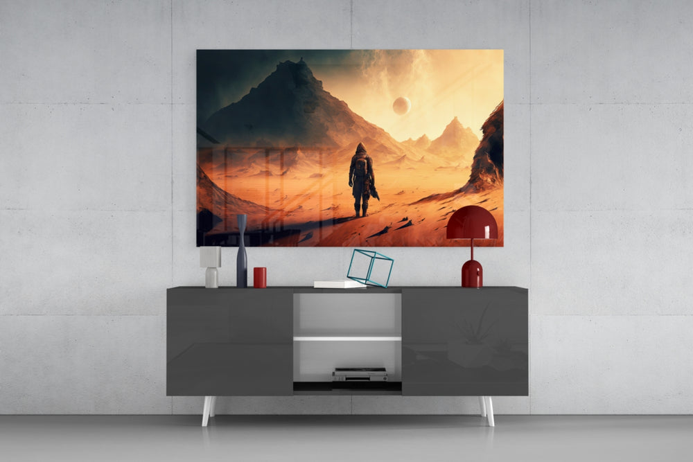 Walk on Another Planet panel catching window light to reveal its monumental wonder