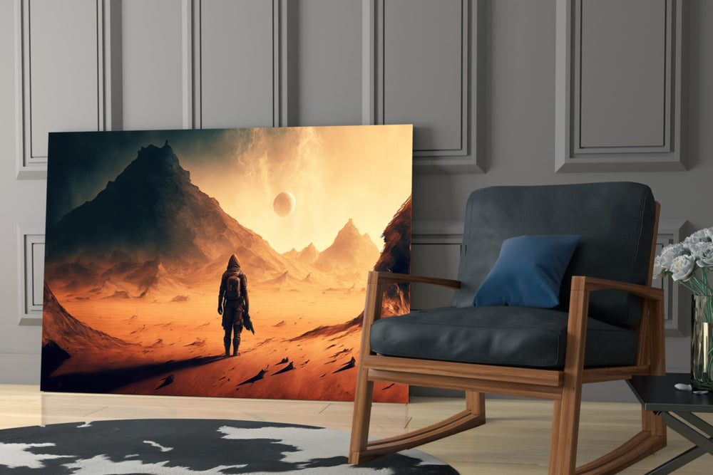 Walk on Another Planet glass print enhancing a kids room with cinematic mood