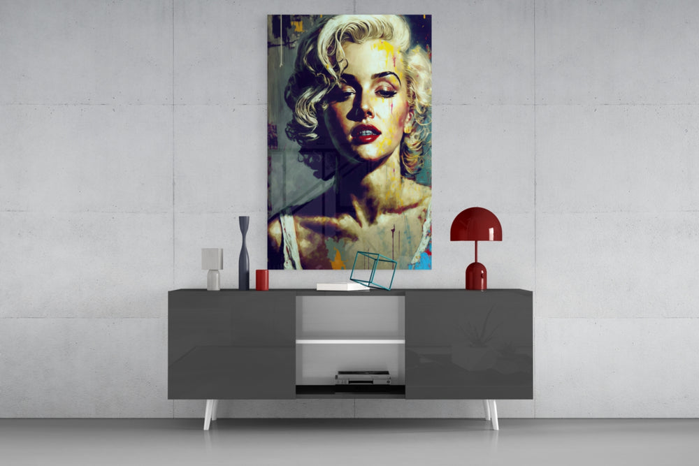 Pop Art Glamour Starlet Glass Wall Art || Designer Collection
