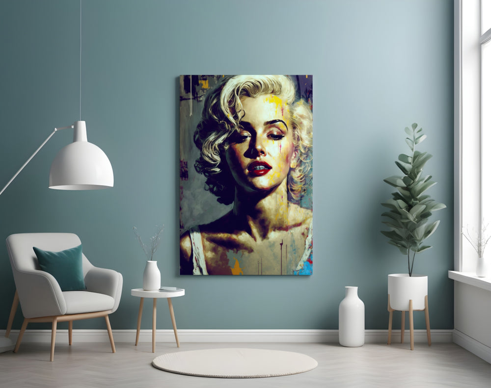 Pop Art Glamour Starlet Glass Wall Art || Designer Collection