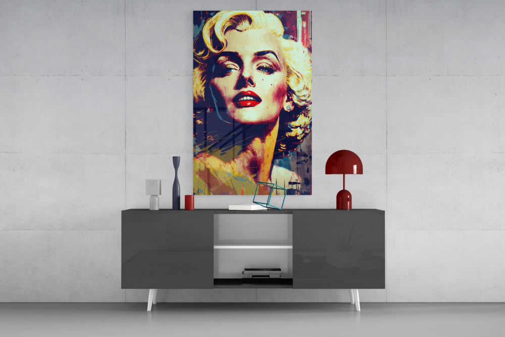 Pop Art Glamour Starlet Glass Wall Art || Designer Collection