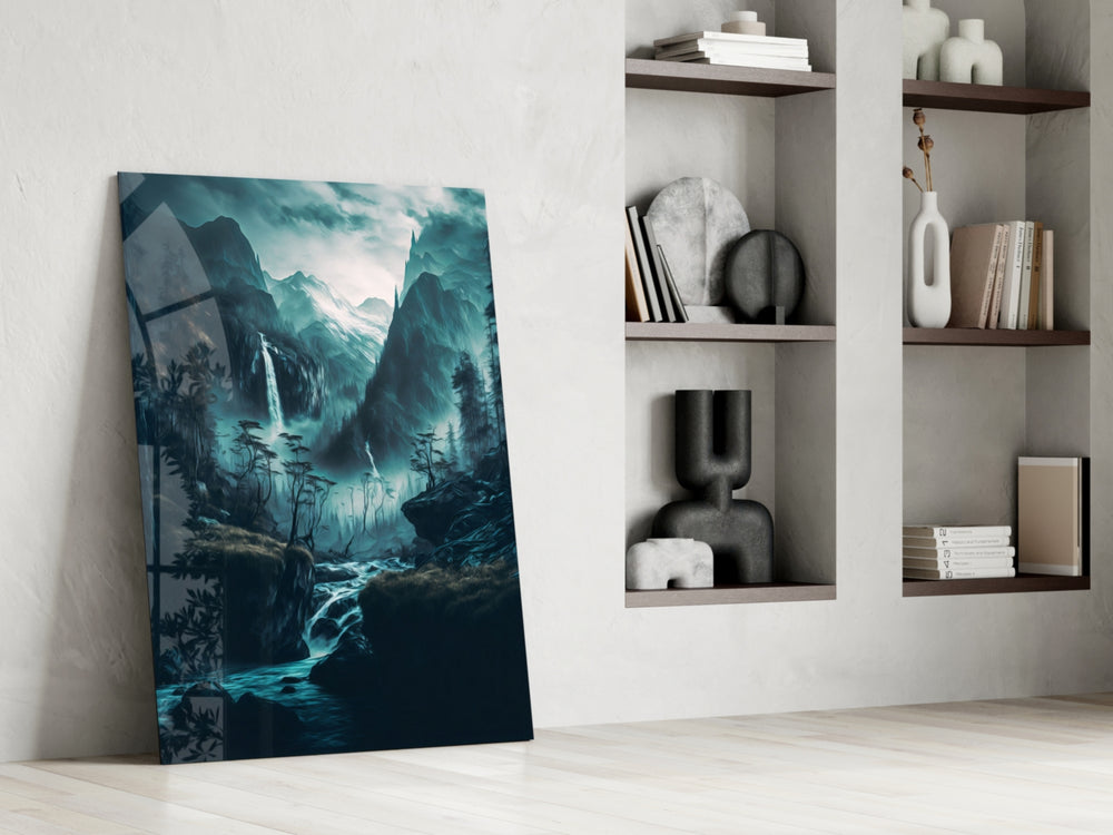Dreamtopia glass print enhancing a spa bath with cinematic mood
