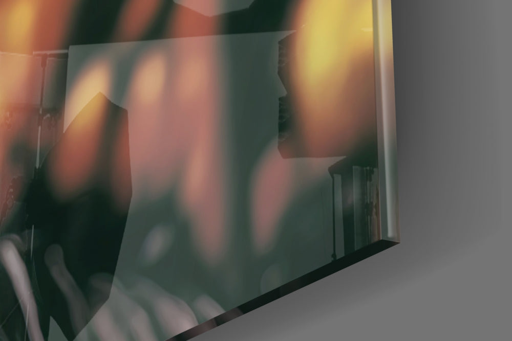Nostalgic Scenes artwork anchoring a wall with warm refined palette