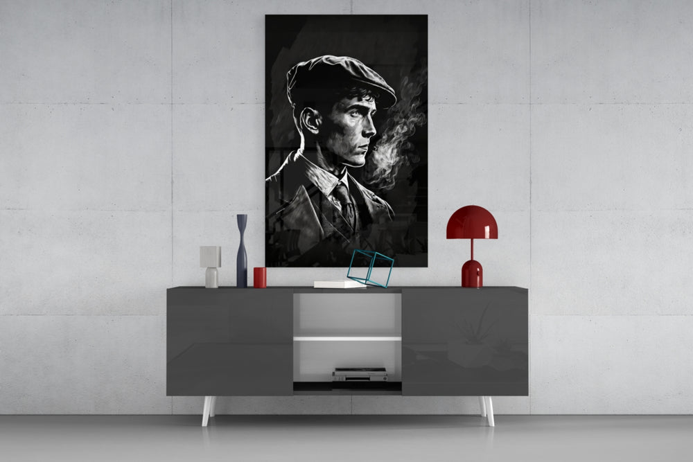 Thomas Shelby panel catching window light to reveal its cold-steel gravity