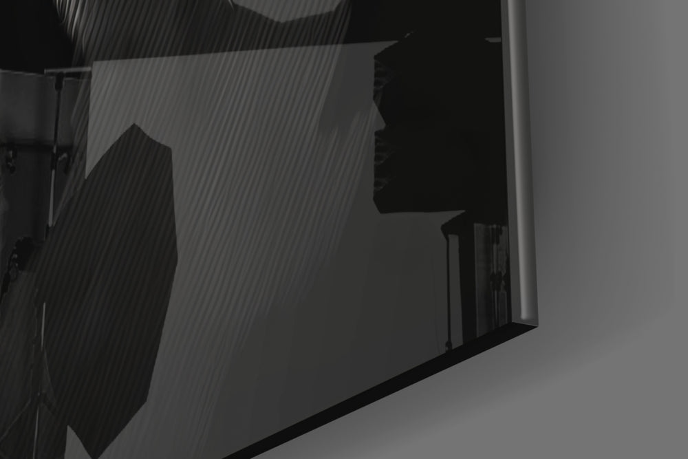 Thomas Shelby artwork anchoring a wall with dark refined palette