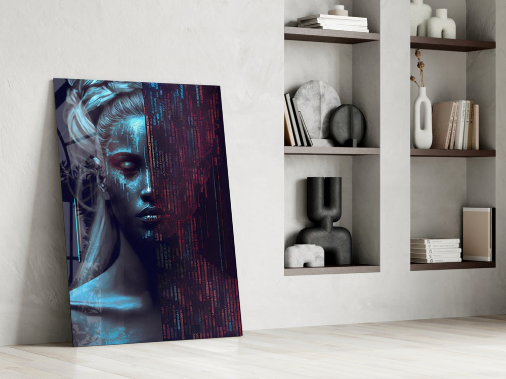 Human Software glass print enhancing a man cave with cinematic mood