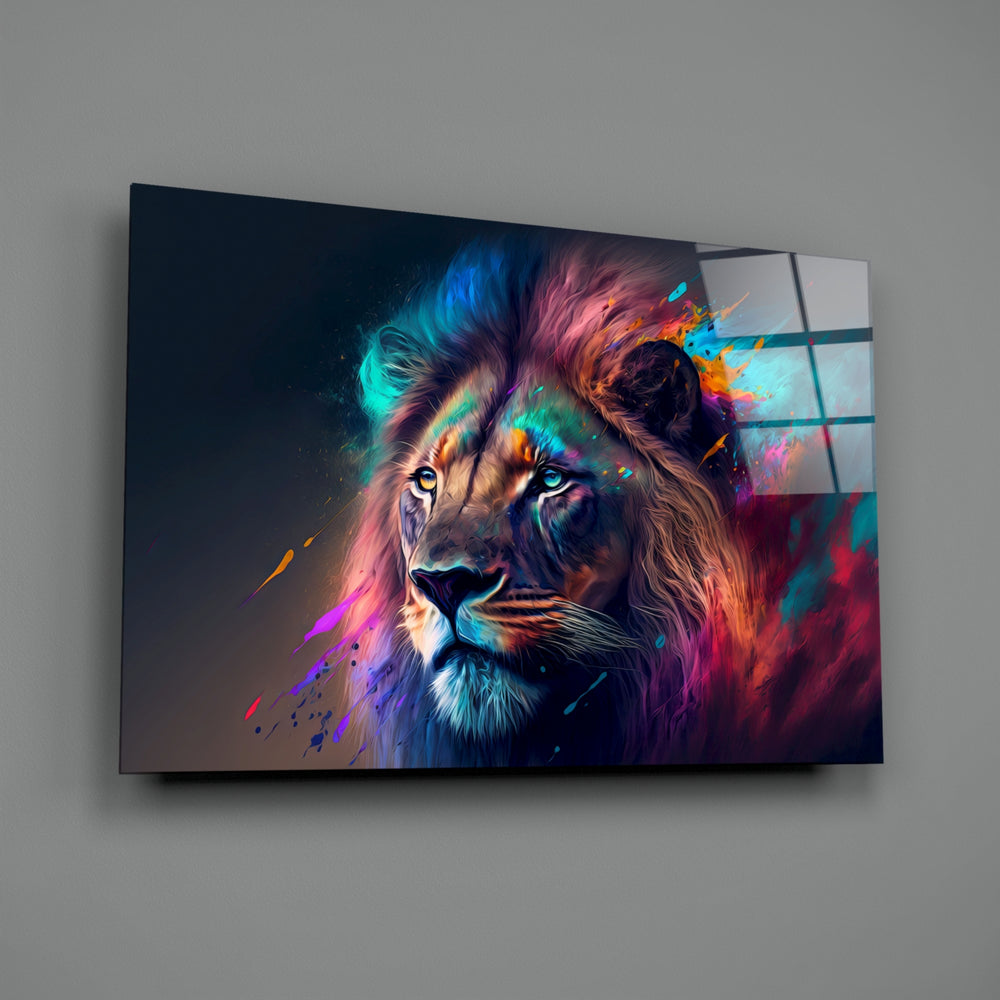 Vibrant-animal panel bringing electric stillness to a contemporary office