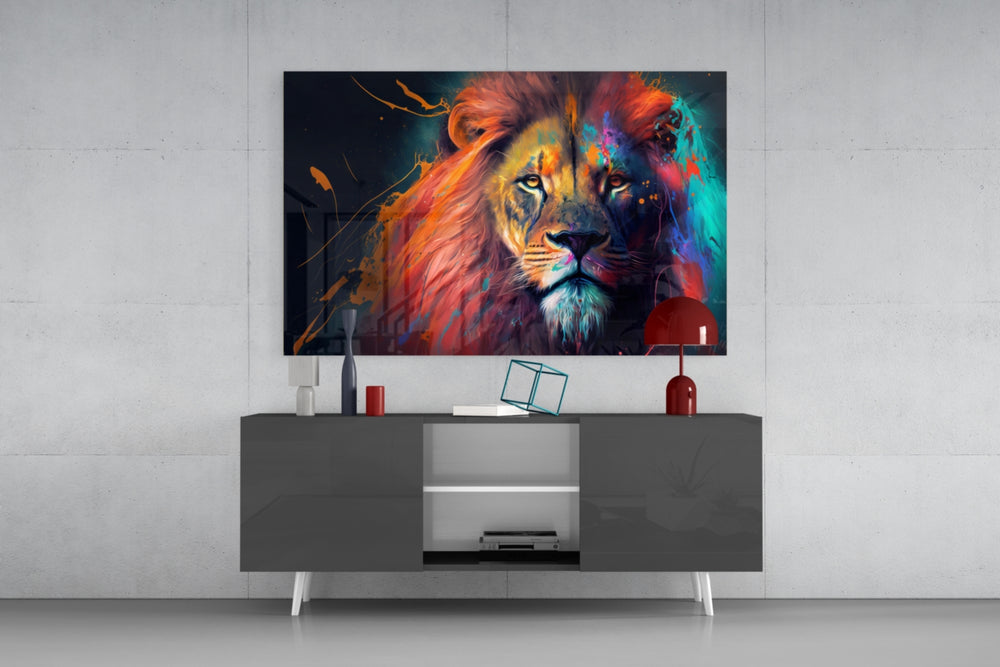 Nobility of the Lion panel catching lamp light to reveal its molten pulse