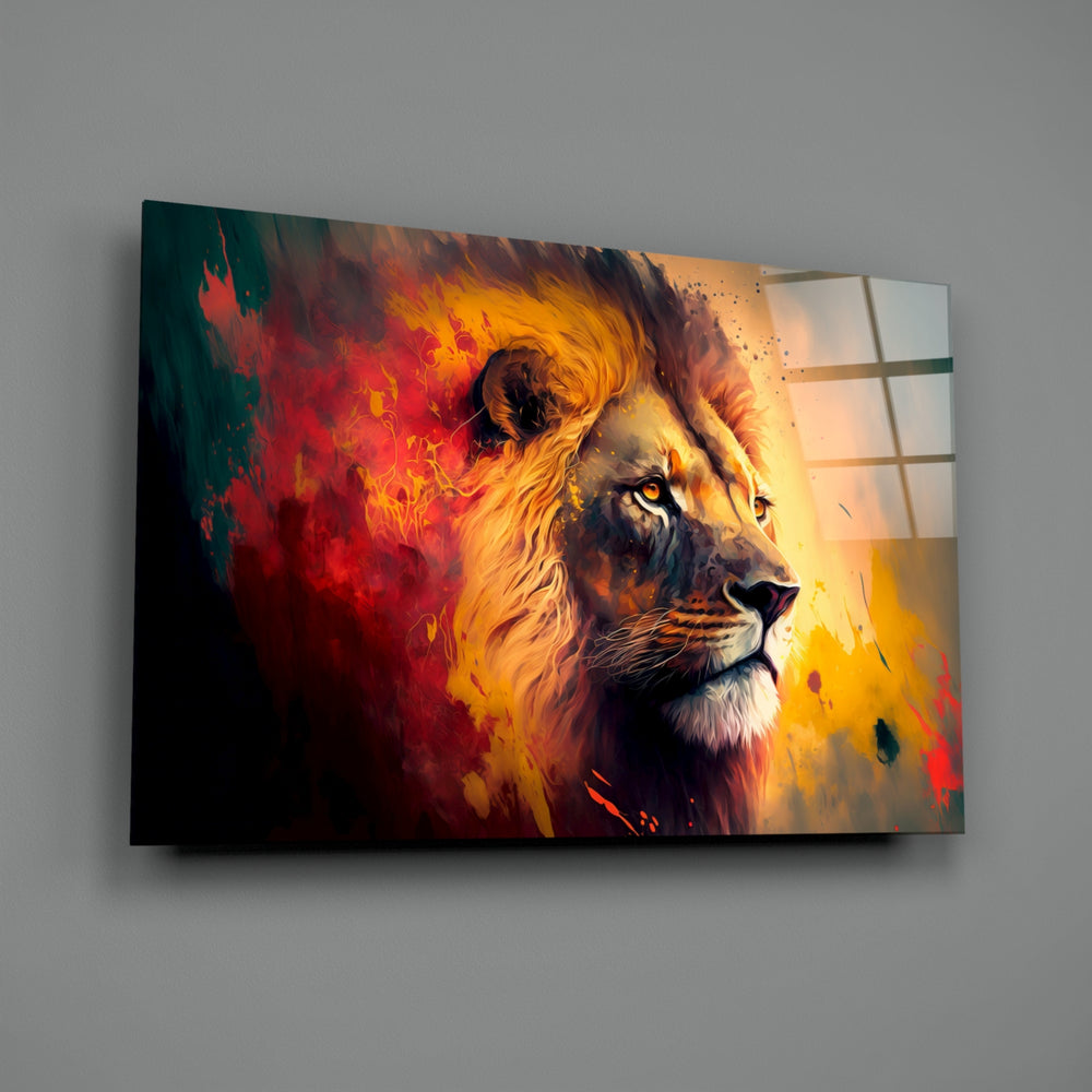 Vibrant-animal panel bringing smoldering majesty to a contemporary living room