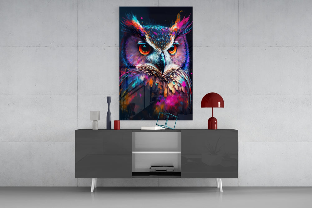 Owl's Eye panel catching lamp light to reveal its electric stillness