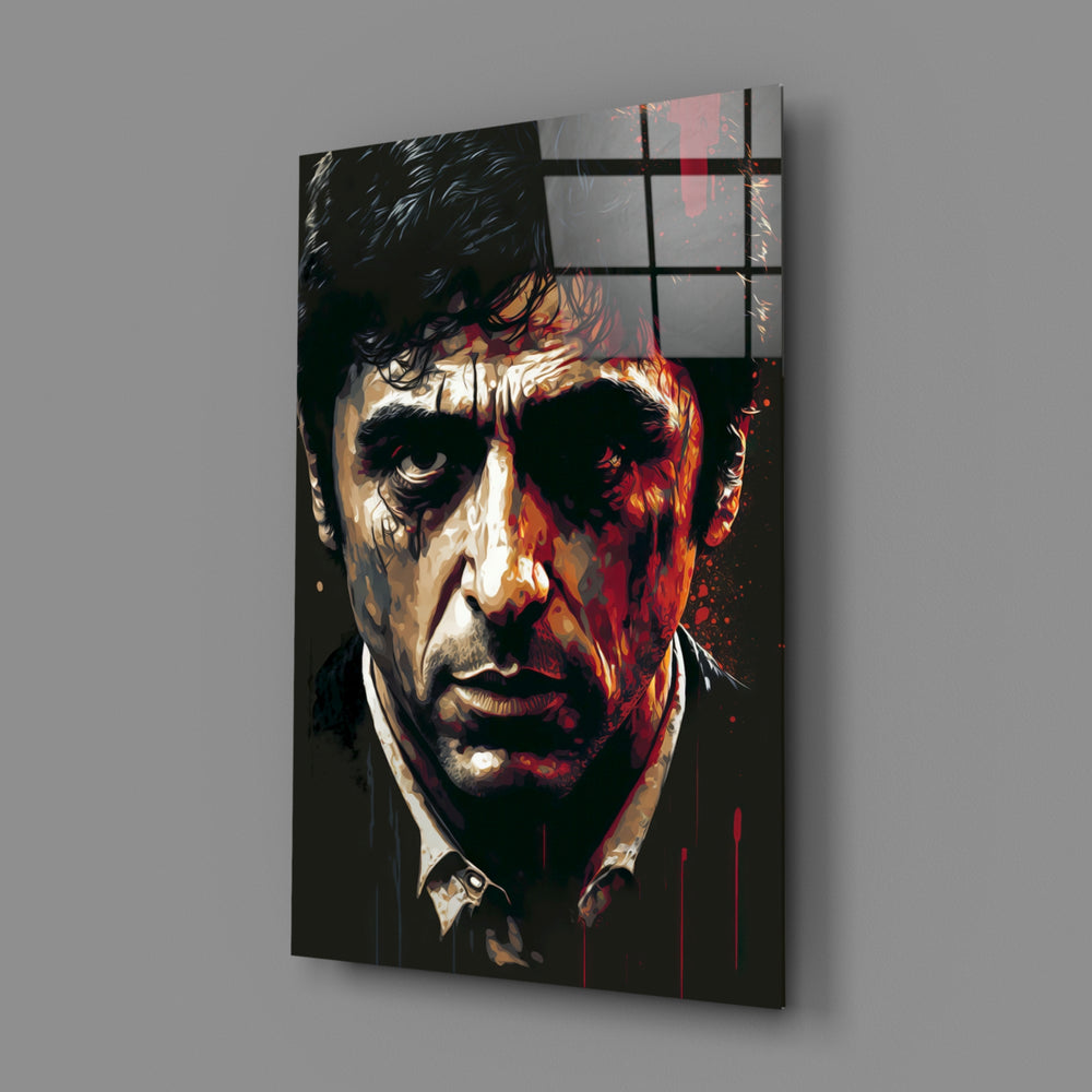 Cinematic-portrait panel bringing kinetic weight to a contemporary home theater
