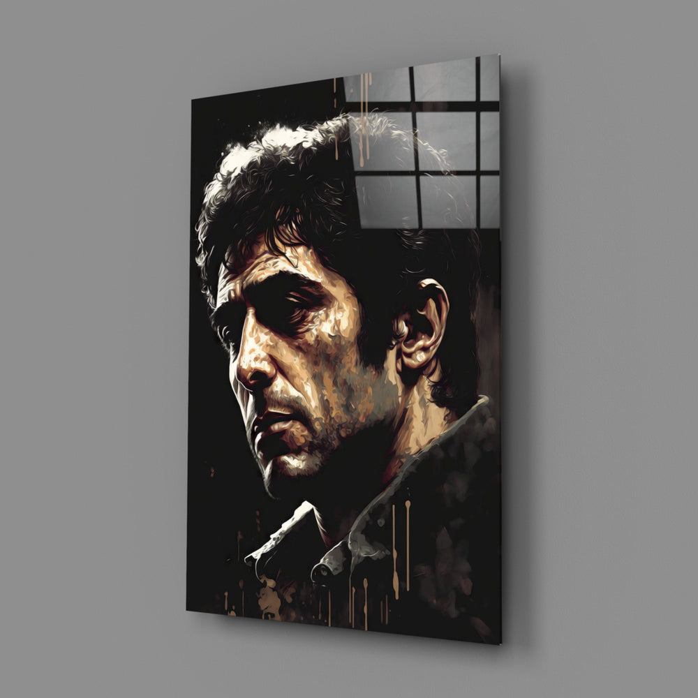 Cinematic-portrait panel bringing noir restraint to a contemporary study