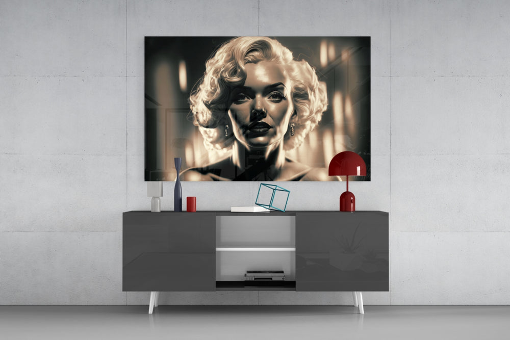 Pop Art Glamour Starlet Glass Wall Art || Designer Collection