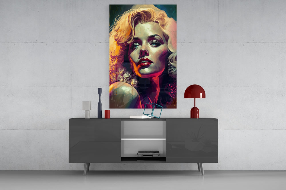Pop Art Glamour Starlet Glass Wall Art || Designer Collection