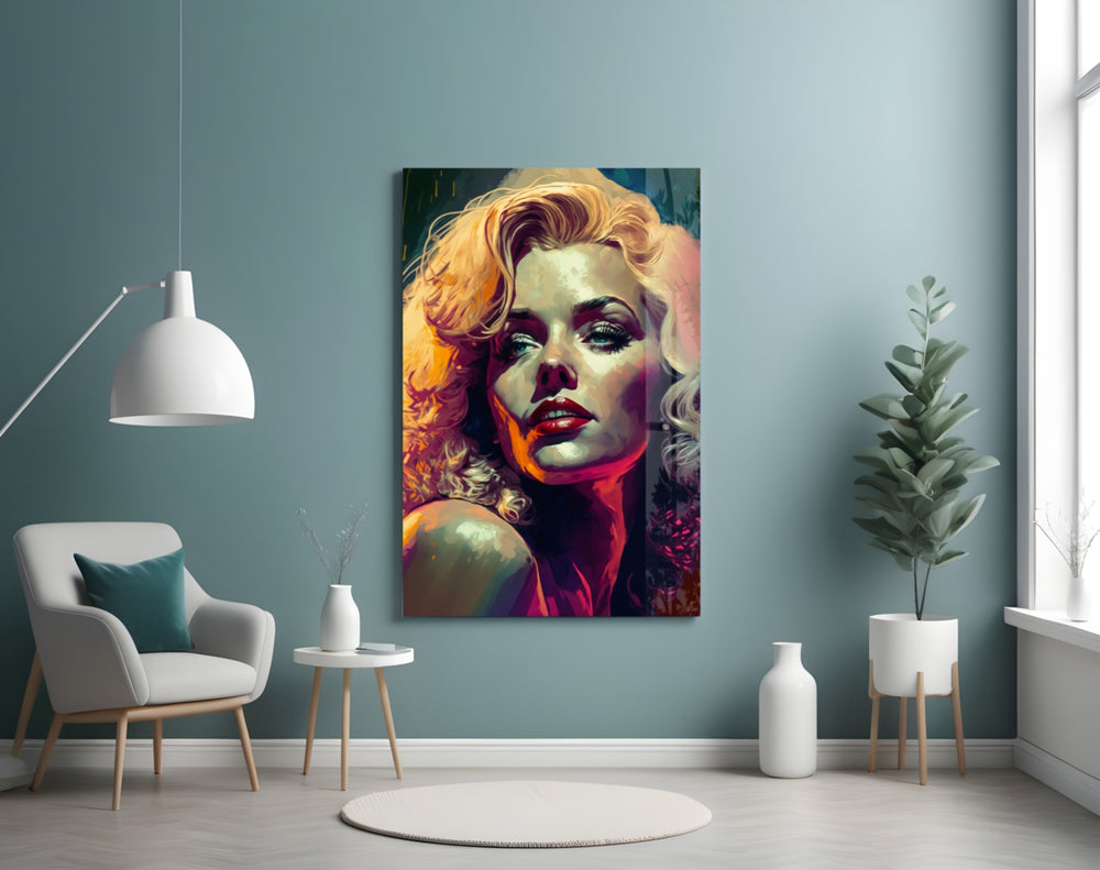 Pop Art Glamour Starlet Glass Wall Art || Designer Collection