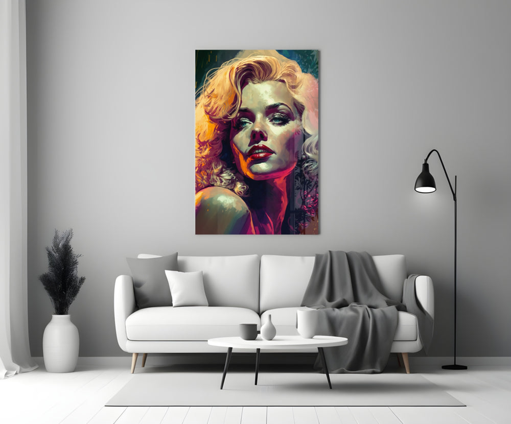 Pop Art Glamour Starlet Glass Wall Art || Designer Collection