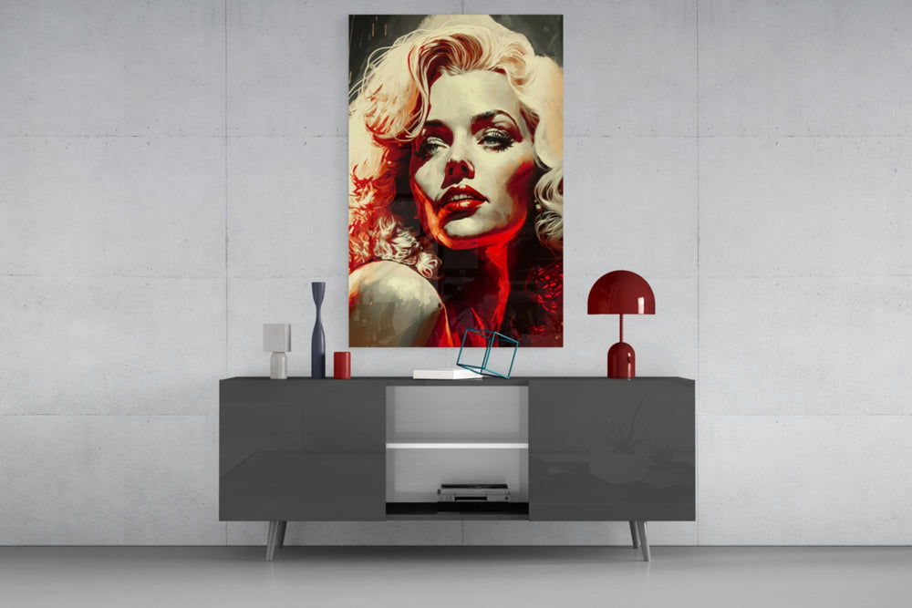 Pop Art Glamour Starlet Glass Wall Art || Designer Collection