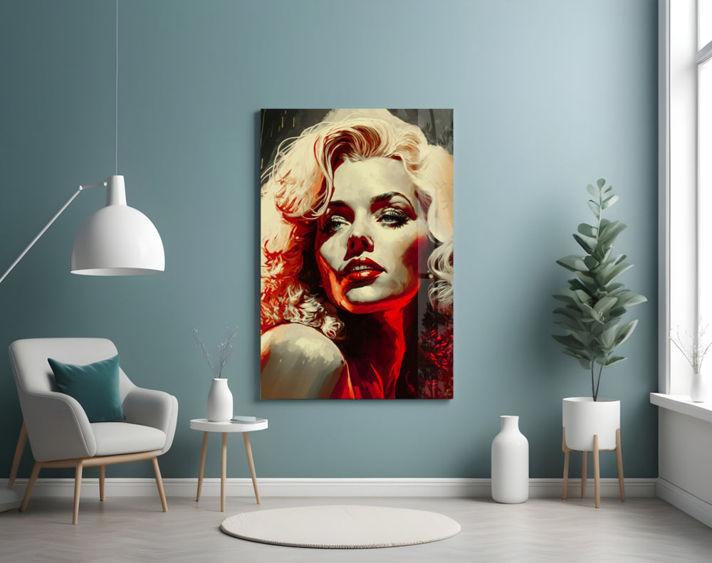 Pop Art Glamour Starlet Glass Wall Art || Designer Collection