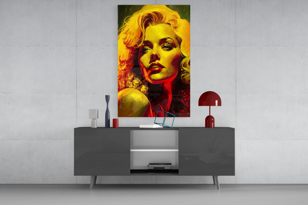 Pop Art Glamour Starlet Glass Wall Art || Designer Collection