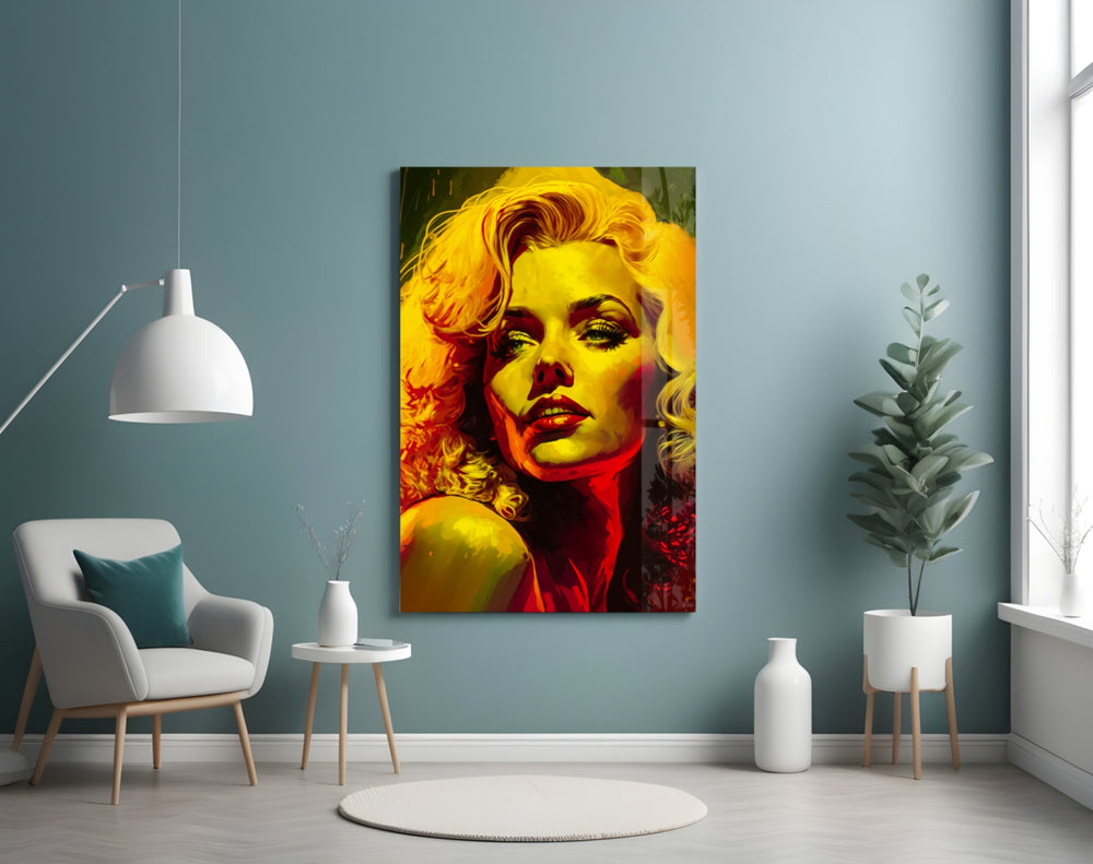 Pop Art Glamour Starlet Glass Wall Art || Designer Collection